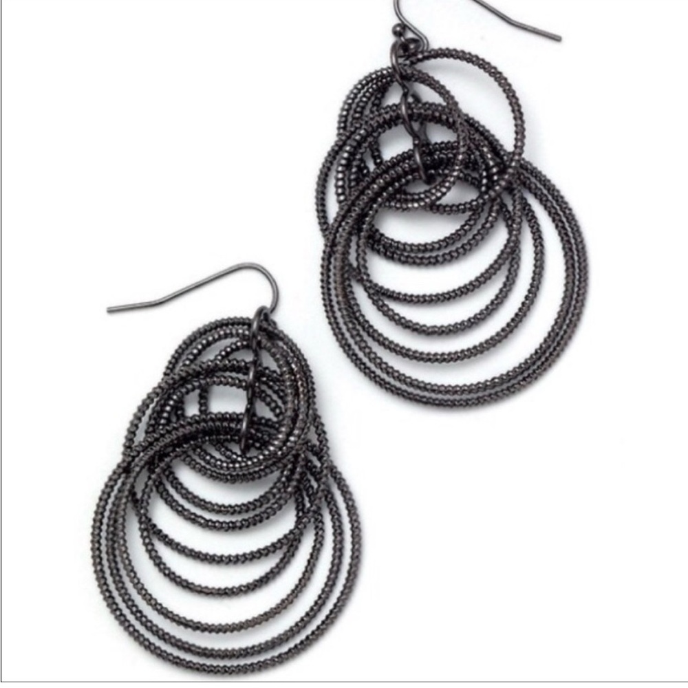 117 Lia Sophia Gunmetal Multi-Hoop Beaded Drop Earrings